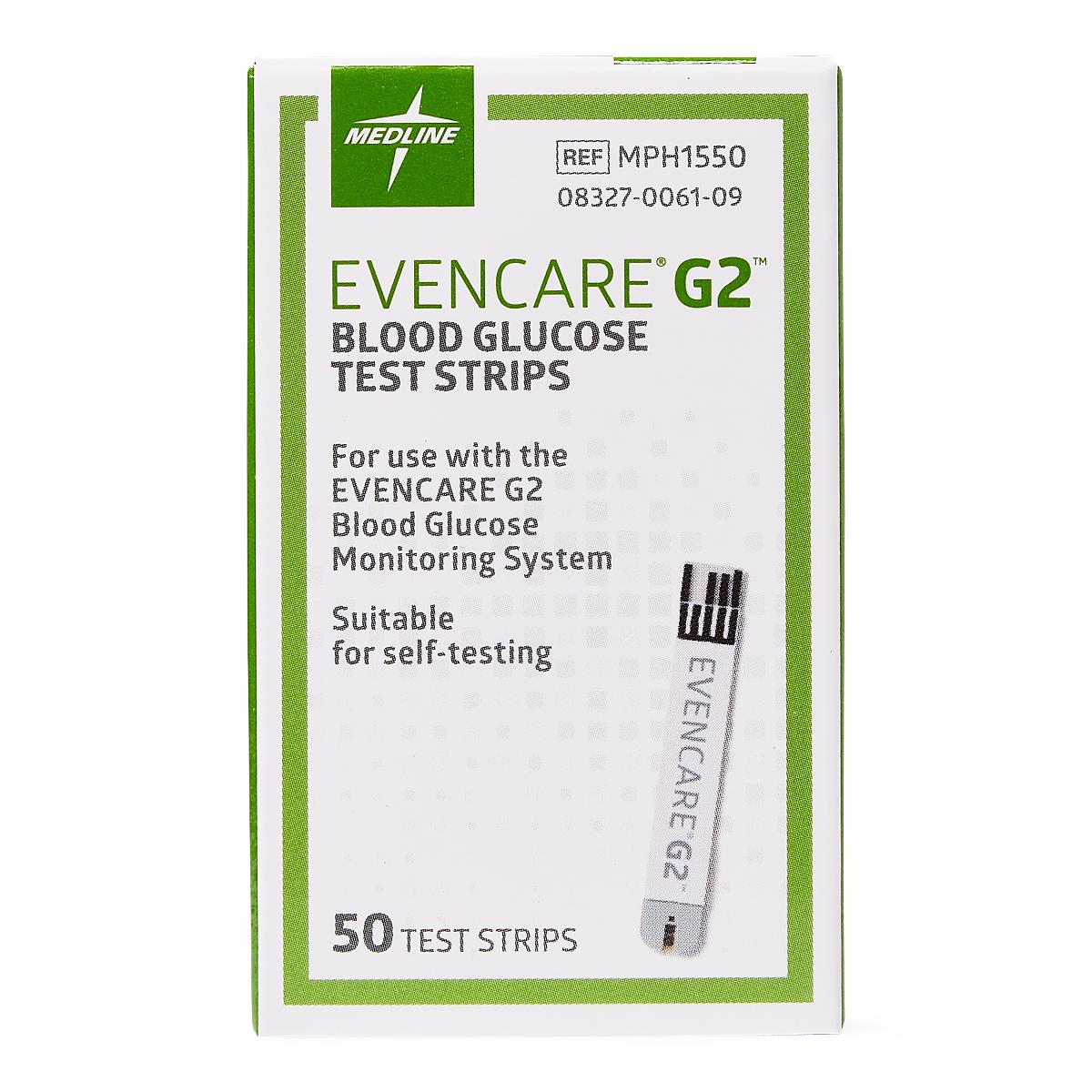 Box of EvenCare G2 Test Strips for Blood Glucose Monitoring Product Image